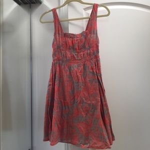 Orange and Gray Floral Dress